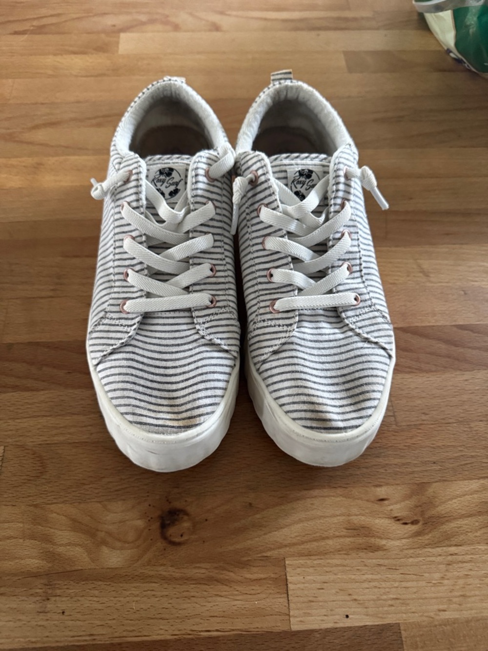 Roxy Women's Striped Canvas Platform Sneakers - White/Gray